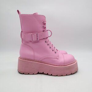 Current Mood Pink Synthetic Combat Boots Women's Size 7 M High Top
